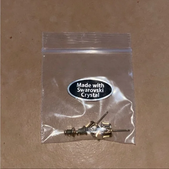 Gold Crystal Earrings (Studs) Made with Swarovski Crystal - Picture 2 of 3
